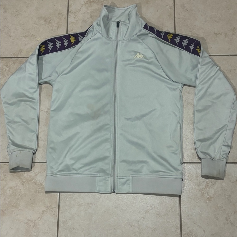 Kappa men’s Track jacket sweater ONLY full zip gray purple long sleeve Size S